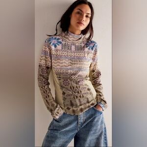 🌿🪻💙NWT Free People We The Free Denver Layering Thermal Long Sleeve Top L